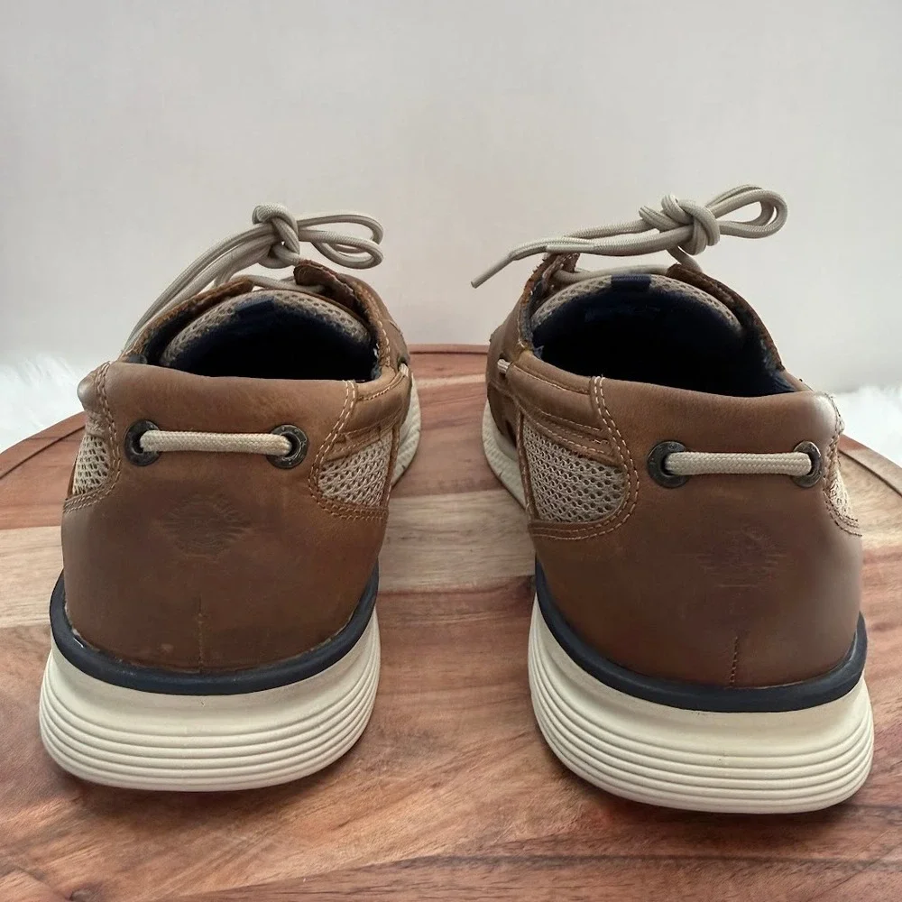 Dockers Mens Boat Shoes Tan Brown Leather Laced Comfort‎ Size 11.5 M 90-35262